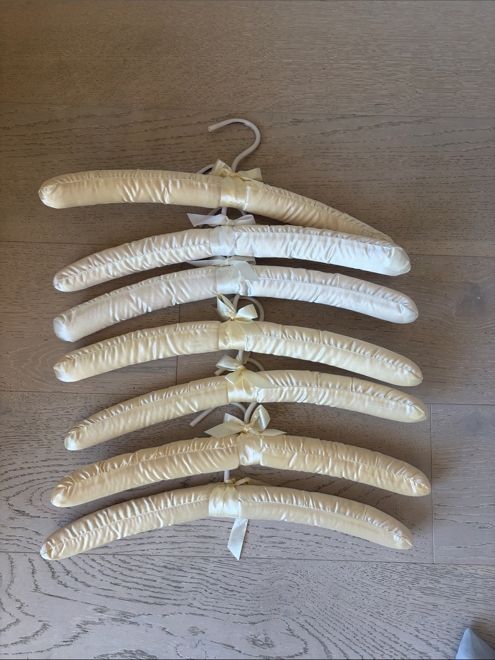 Satin Padded Hangers in Ivory - Elegant Bow Detail